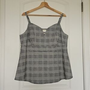 Torrid Womens 1X Plaid Peplum Bengaline  Detail Cami NWT